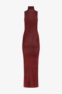 Brick Turtle Neck Maxi Dress