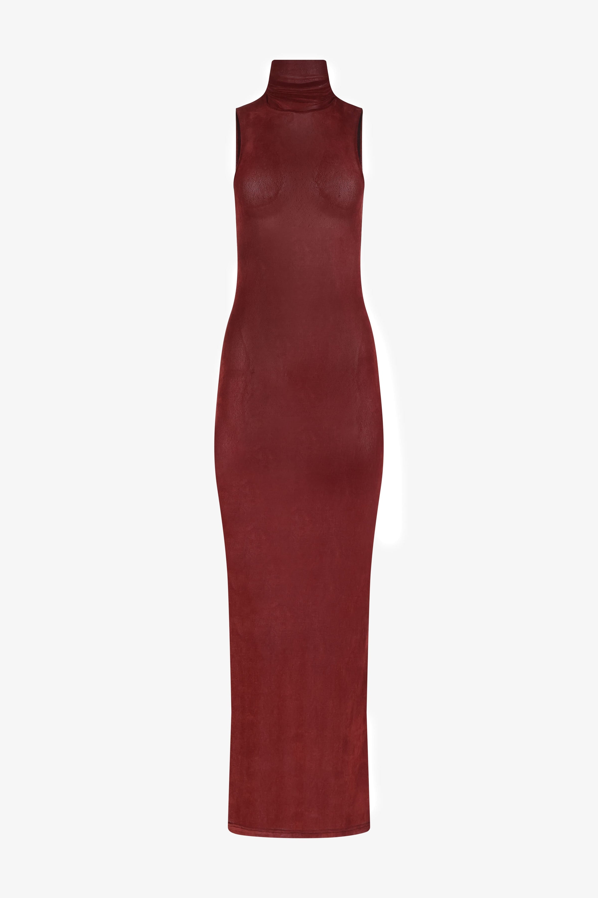 Brick Turtle Neck Maxi Dress PRISCAVera Brick Turtle Neck Maxi Dress PRISCAVera
