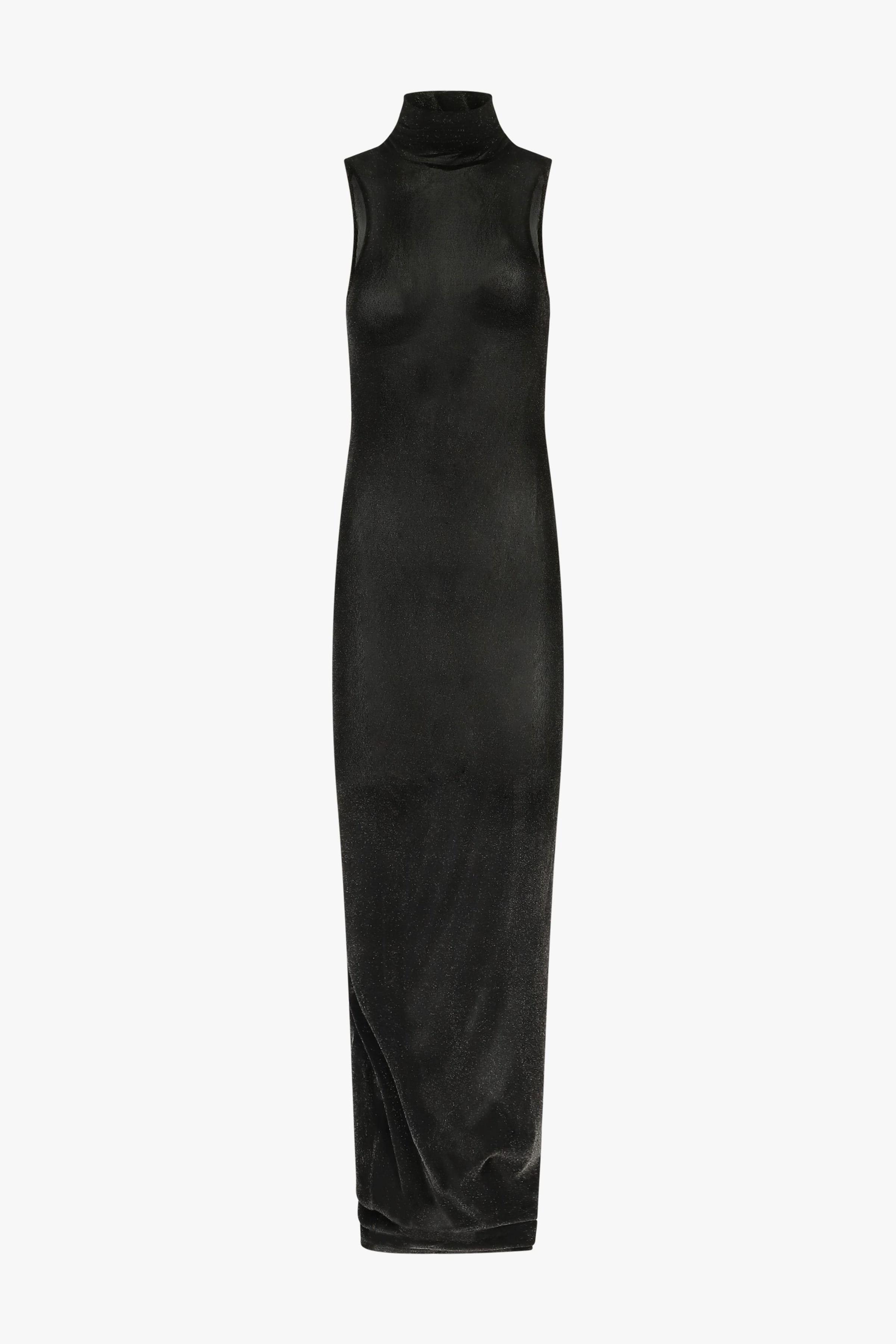 Obsidian Velvet Mesh Turtleneck Maxi Dress PRISCAVera Obsidian Velvet Mesh Turtleneck Maxi Dress PRISCAVera