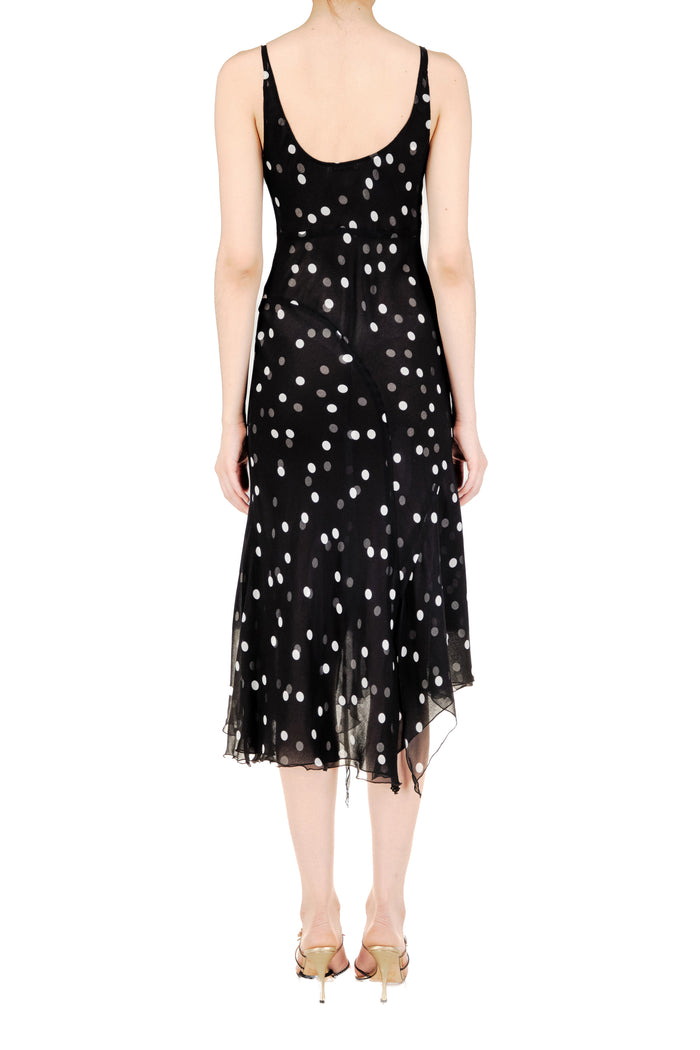 Polka Dots Cowl Neck Midi Dress