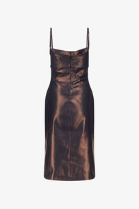 Indigo Bronze Denim Tailored Midi Dress