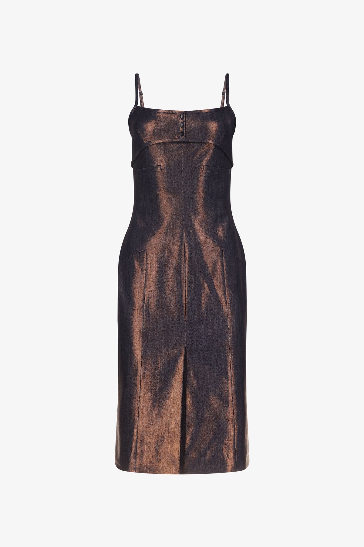 Indigo Bronze Denim Tailored Midi Dress