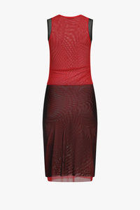 Black/Red Combo Mesh Sleeveless Dress