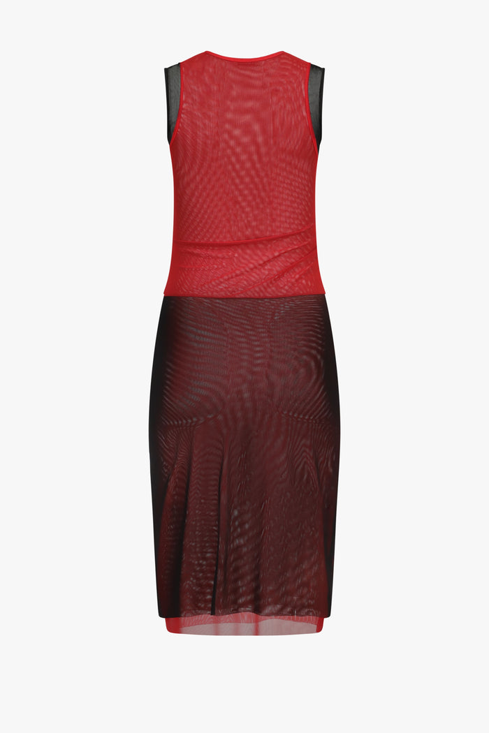 Black/Red Combo Mesh Sleeveless Dress