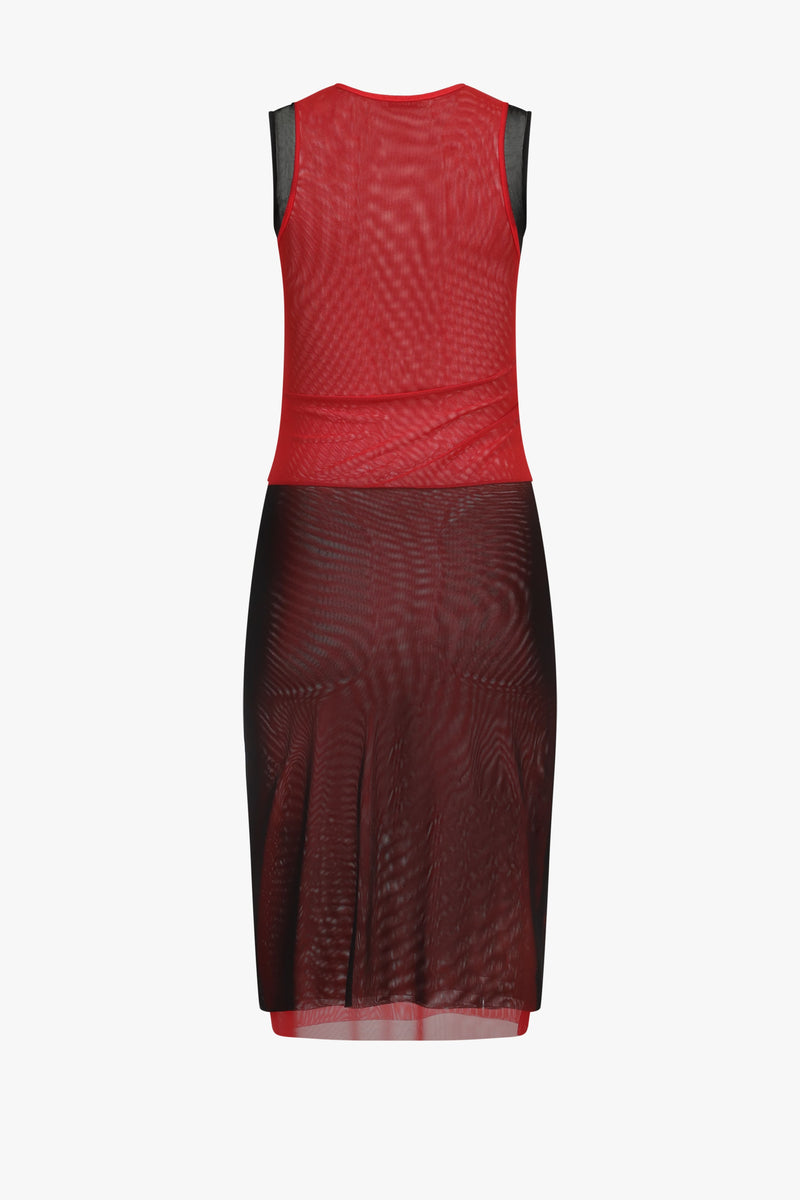 Black/Red Combo Mesh Sleeveless Dress