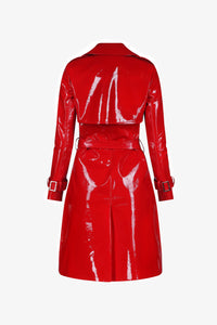 Scarlet Patent Leather Trench Coat