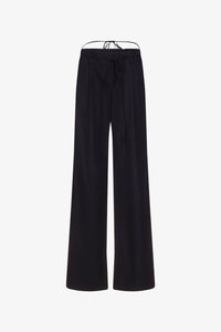 Black Drawstring Poplin Pants