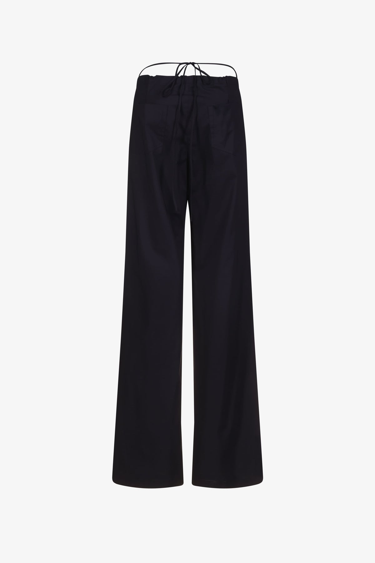 Black Drawstring Poplin Pants