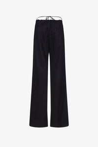 Black Drawstring Poplin Pants