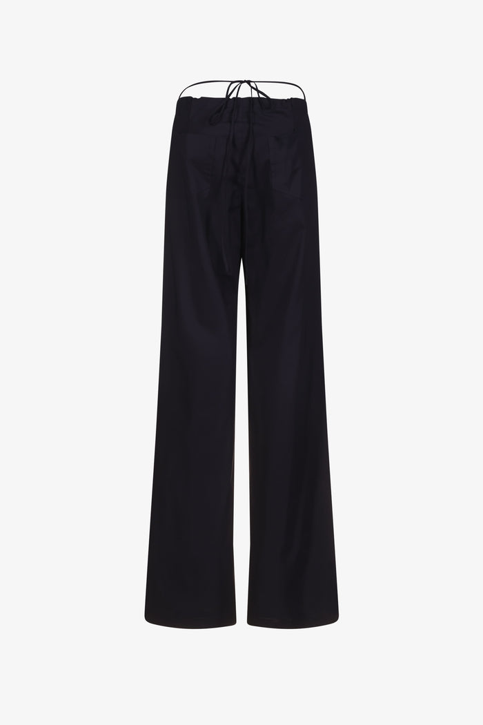 Black Drawstring Poplin Pants