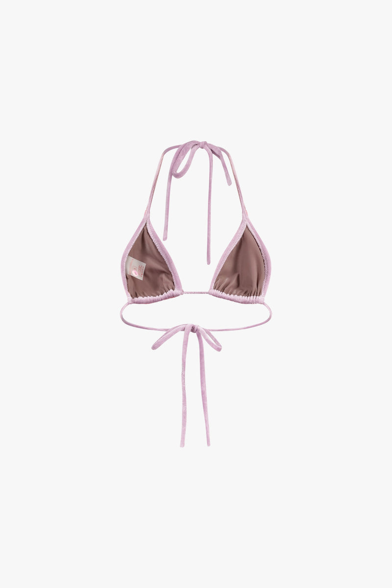 Lavender Velour Triangle Bikini Top