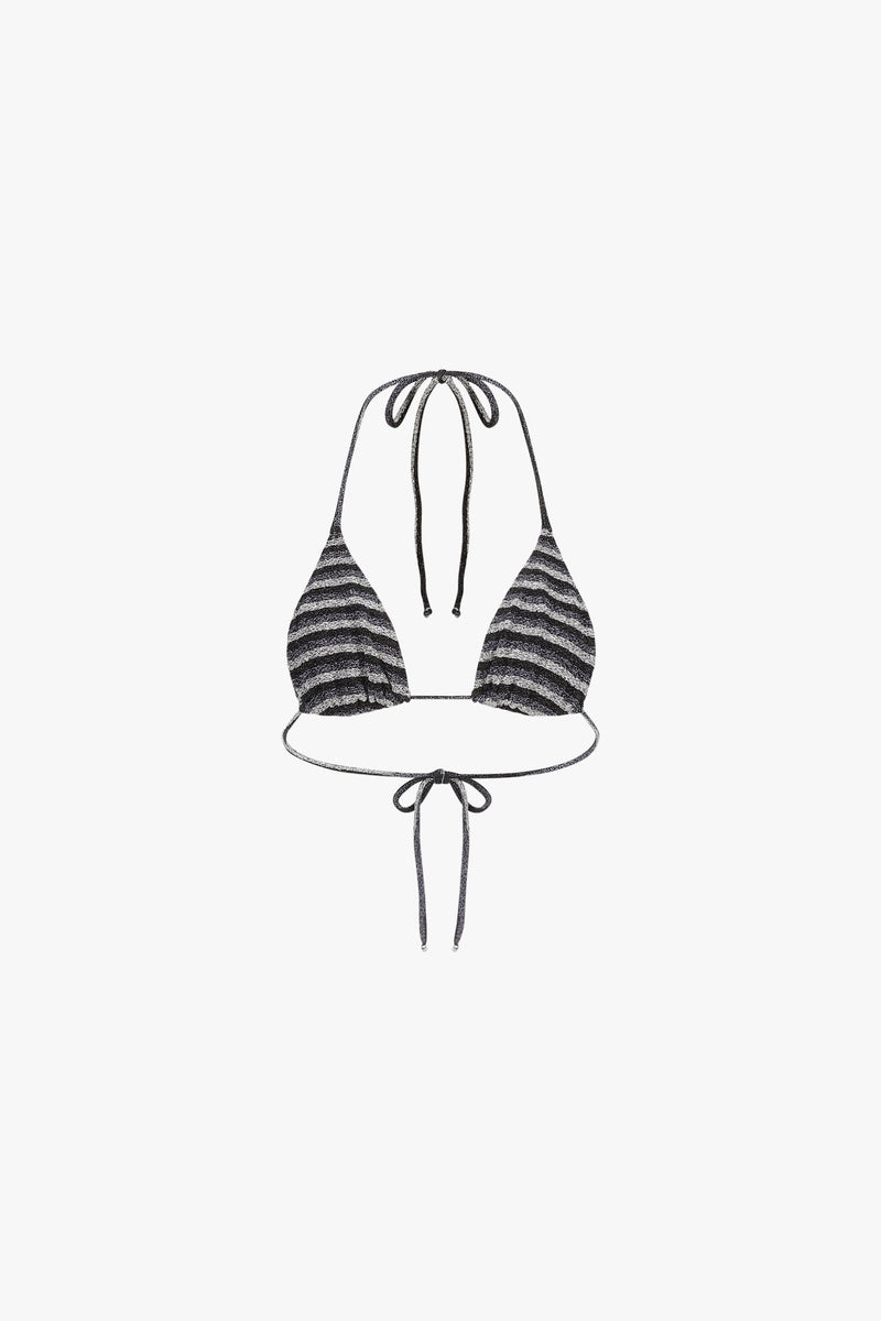 Metallic Stripes Triangle Bikini Top