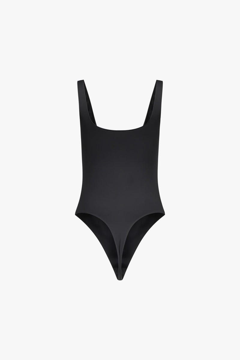 Black Paneled Thong One Piece