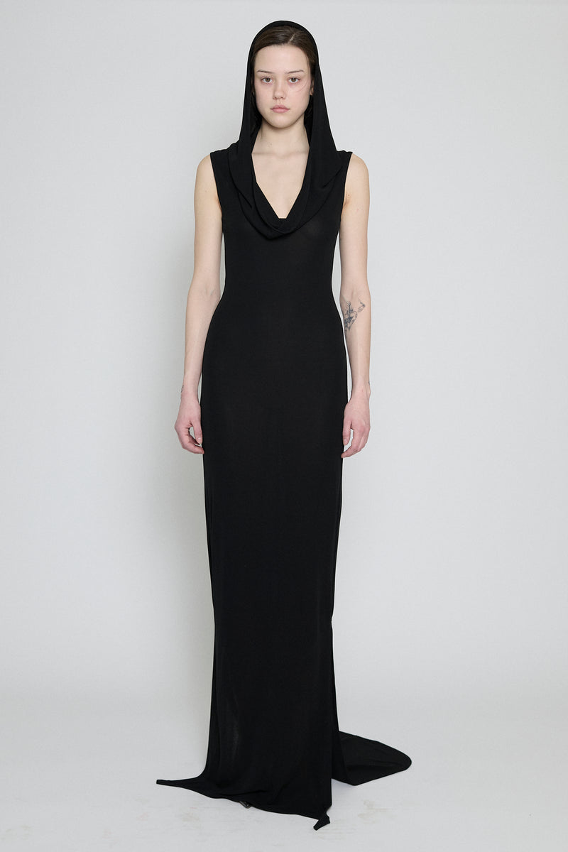 Black Hooded Maxi Dress