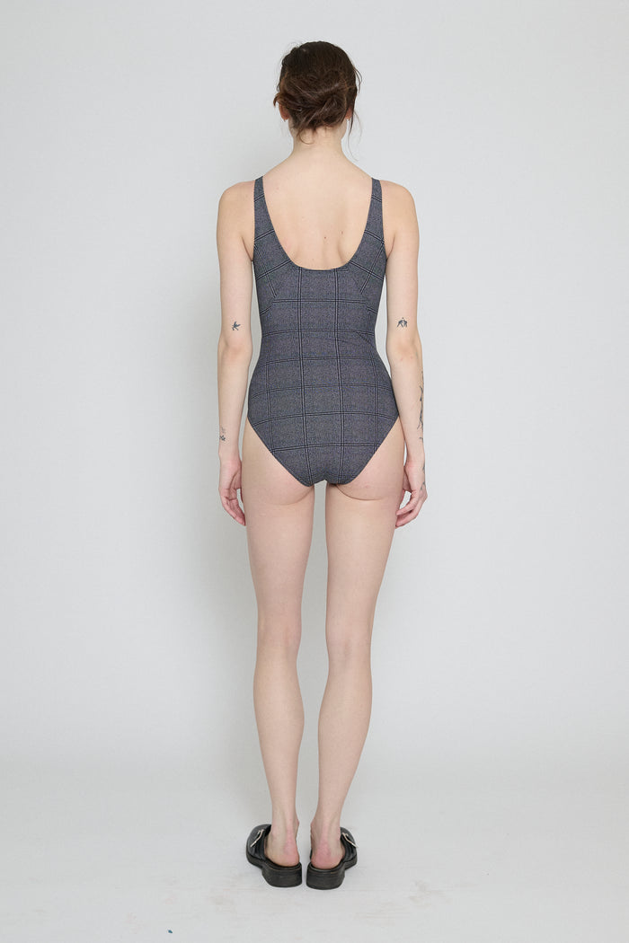 Glen Check Scoop Neck One Piece