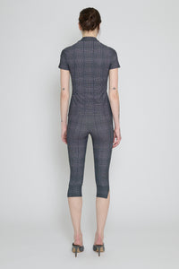 Glen Check Mock Neck Short Sleeve Top