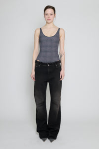 Black Brown Low Rise Frayed Jeans