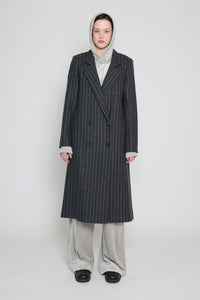 Chalk Pinstripe Oversized Tailored Coat
