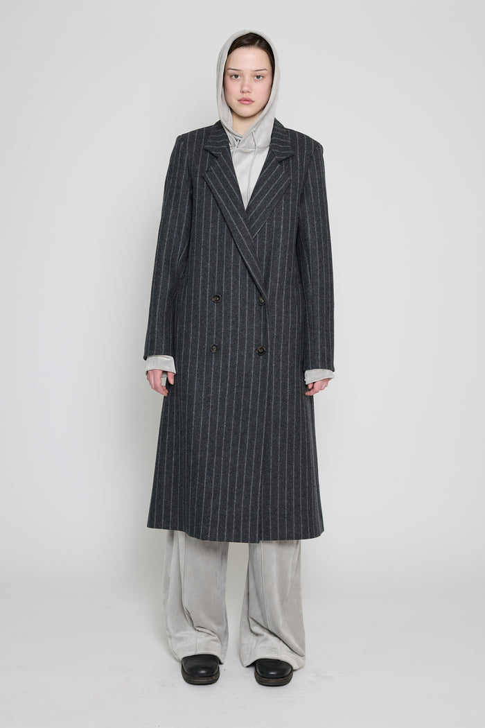 Chalk Pinstripe Oversized Tailored Coat
