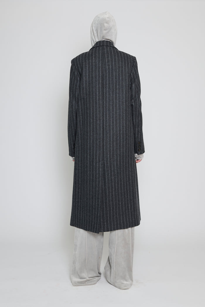 Chalk Pinstripe Oversized Tailored Coat