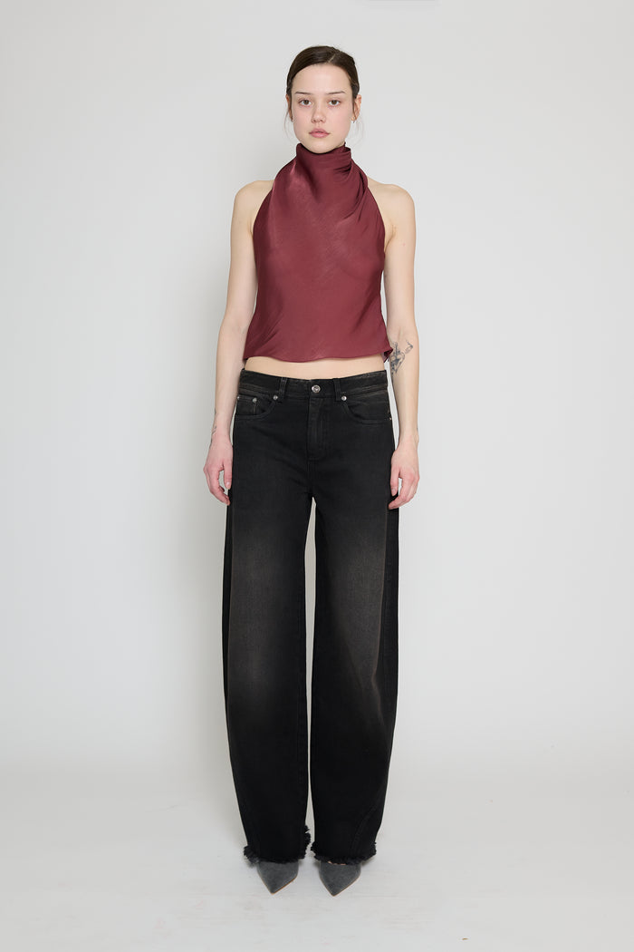 Wine Low Back Halter Top