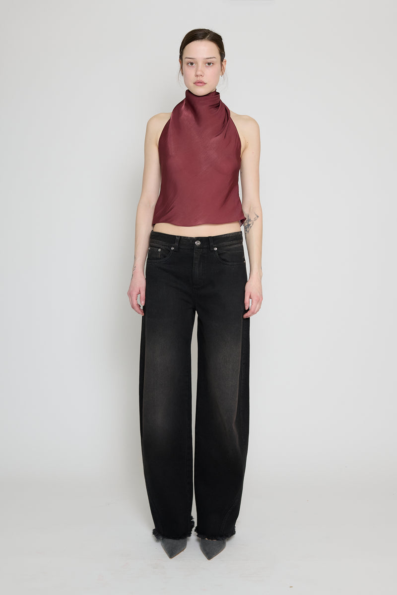 Wine Low Back Halter Top
