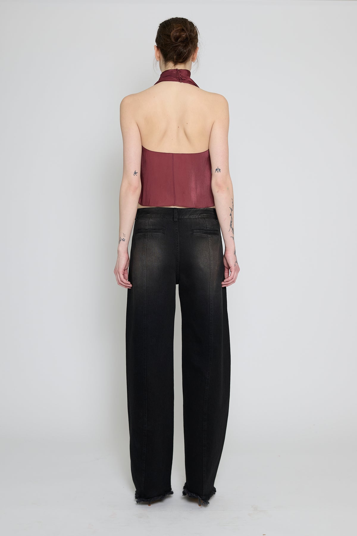 Wine Low Back Halter Top