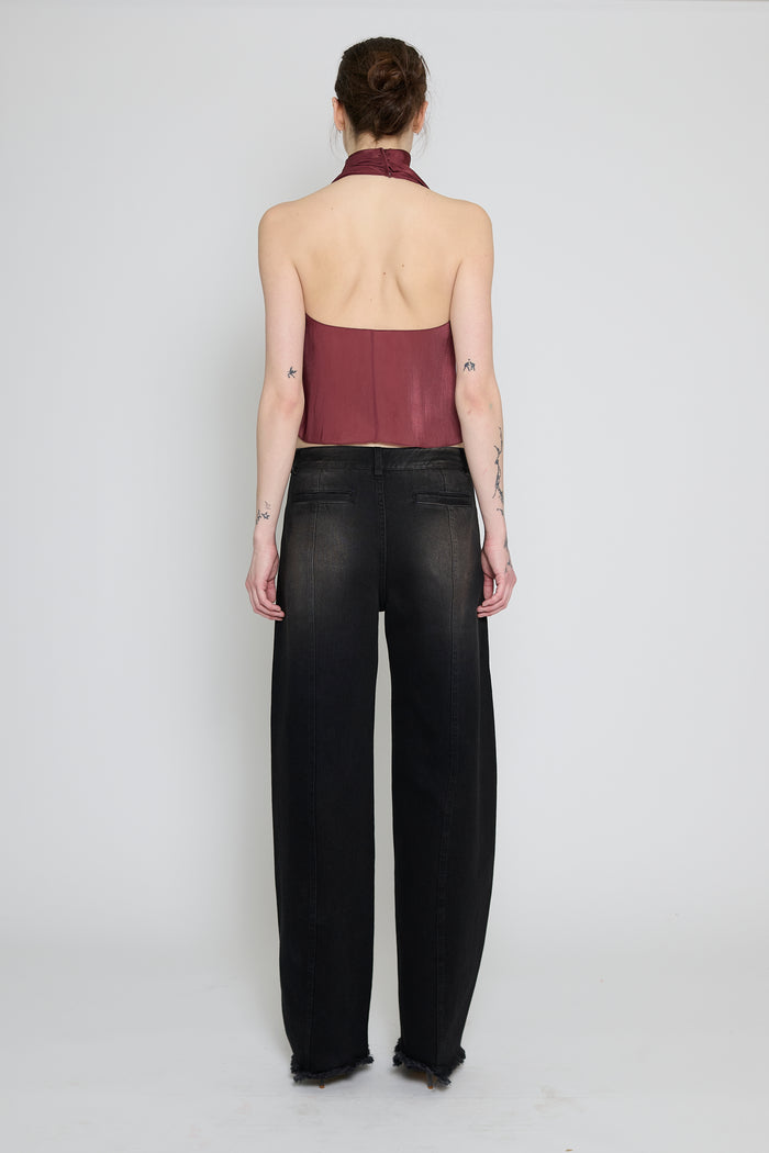 Wine Low Back Halter Top