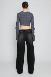 Glen Check Raglan Cropped Cardigan