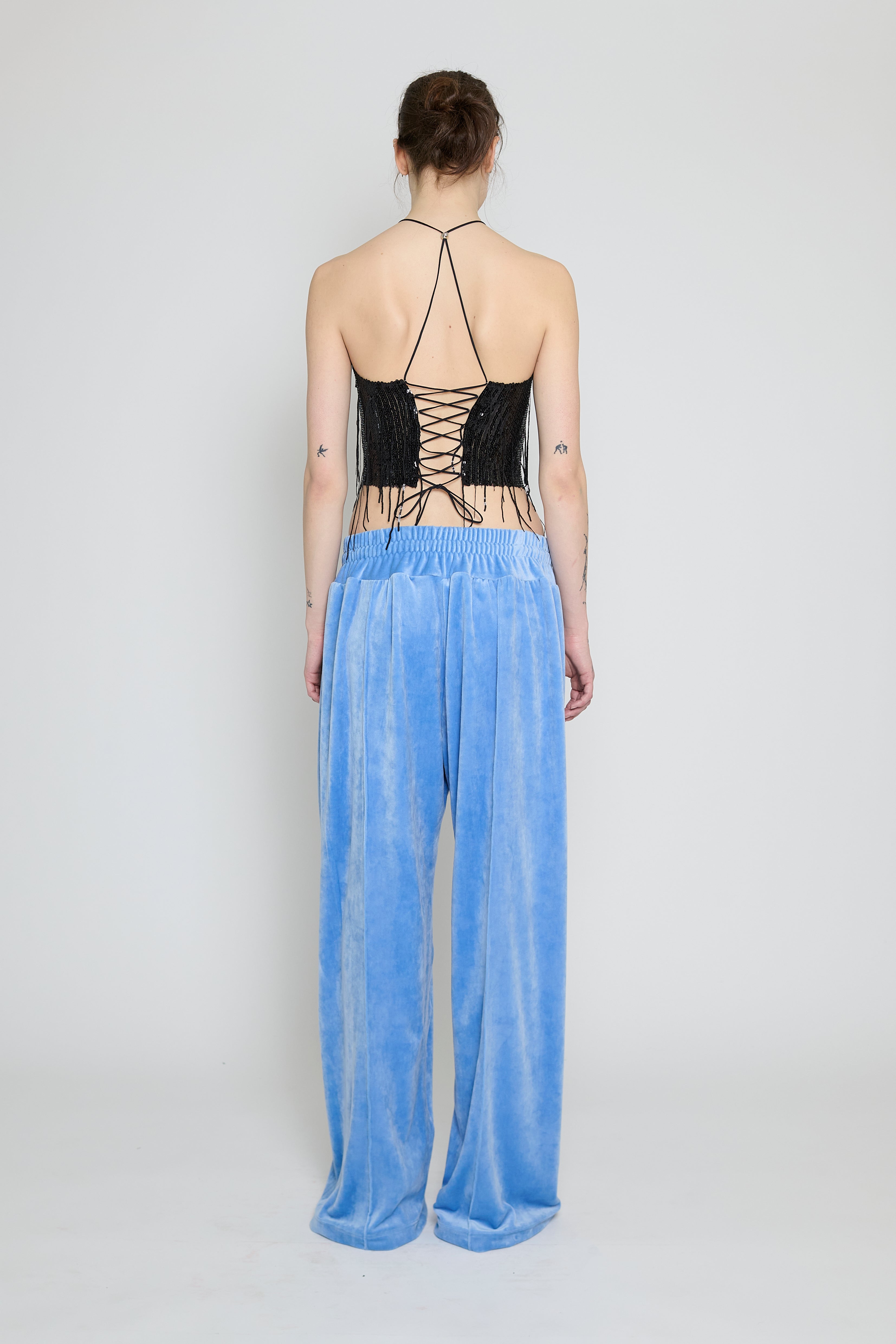 Baby Blue Velour Track Pants – PRISCAVera