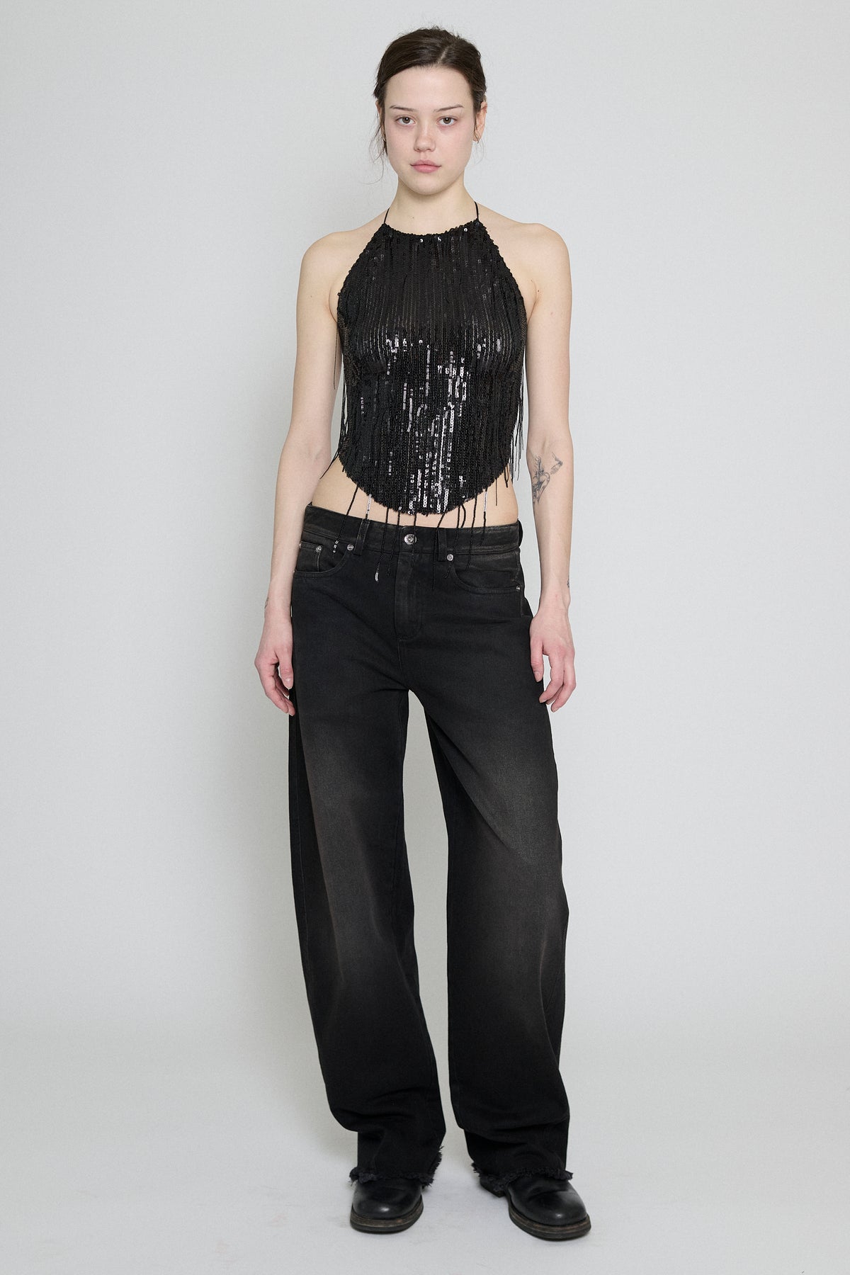 Black Sequin Halter Top