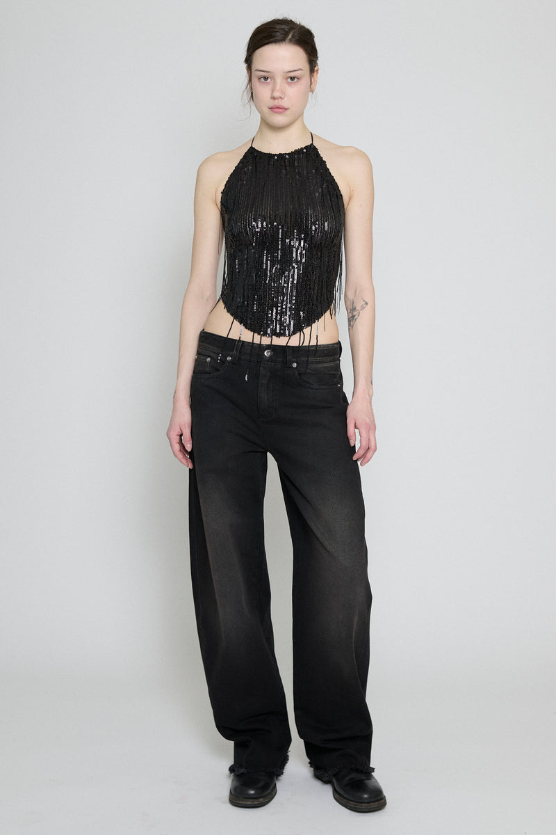 Black Sequin Halter Top