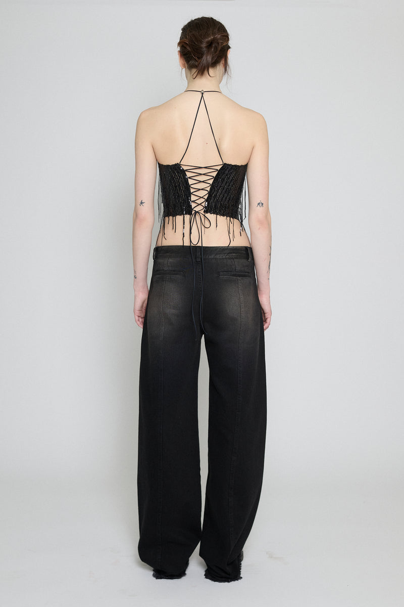 Black Sequin Halter Top