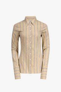 Striped Khaki Fitted Button Down