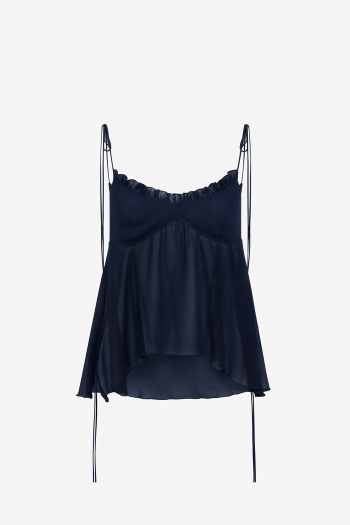Navy Chiffon Cami Top