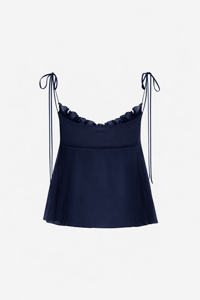 Navy Chiffon Cami Top