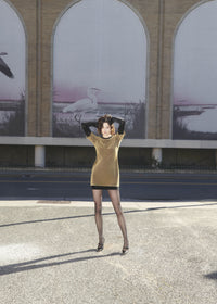 Obsidian/Olive Oil Long/Short Sleeve T-Shirt Dress