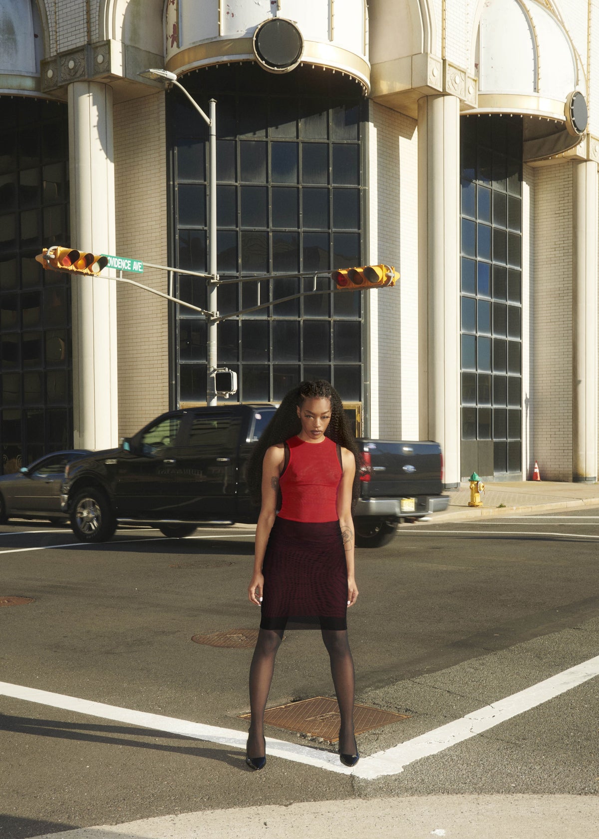 Black/Red Combo Mesh Sleeveless Dress