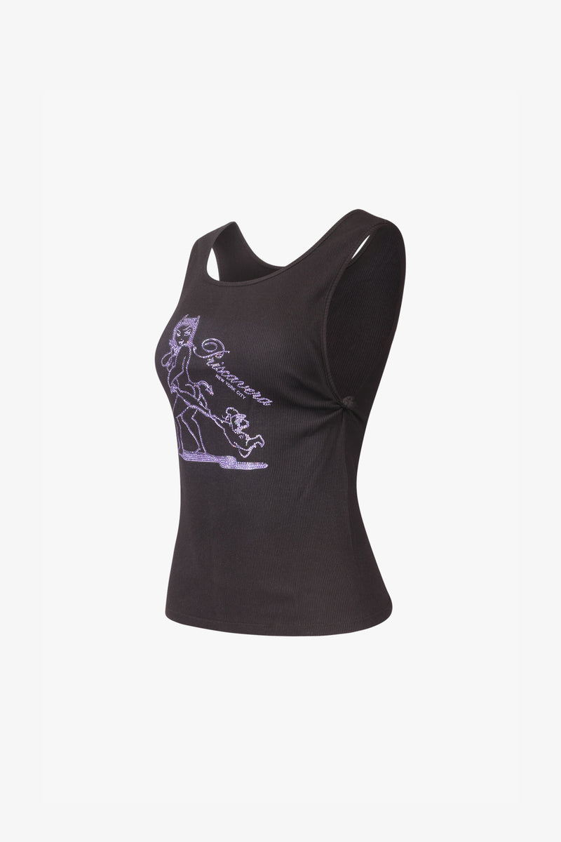 Black Bedazzle Devil Knot Tank Top