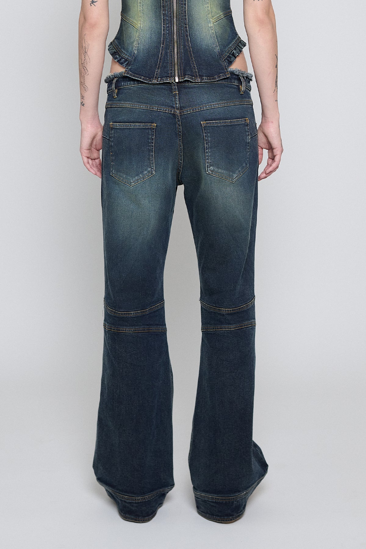 Acid Green Low Rise Frayed Jeans - Pre Order