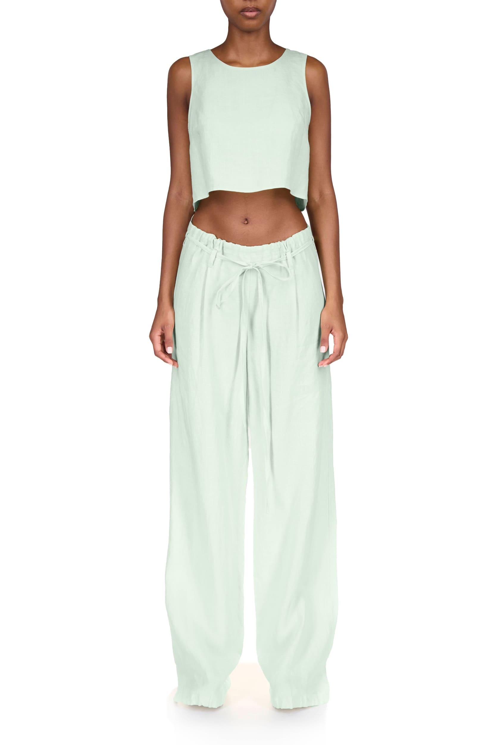 Wide Leg Drawstring Pants in Matcha | PRISCAVera Wide Leg Drawstring Pants in Matcha | PRISCAVera