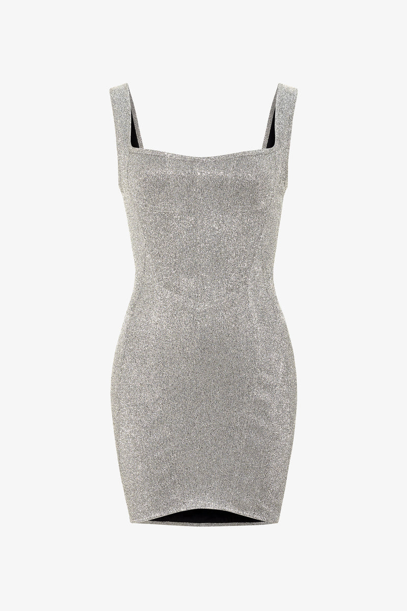 Silver Corset Mini Dress PRISCAVera Silver Corset Mini Dress PRISCAVera