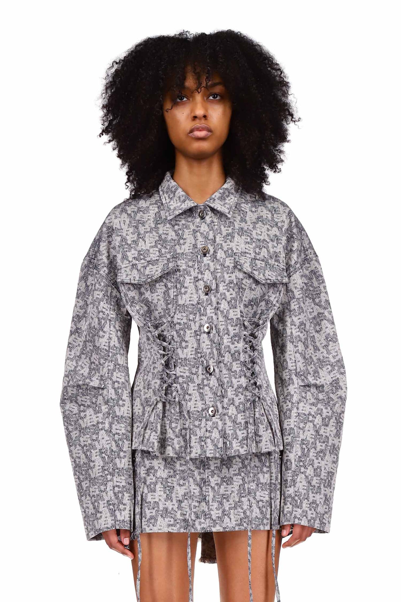PV Mix Jacquard Laced Cocoon Jacket