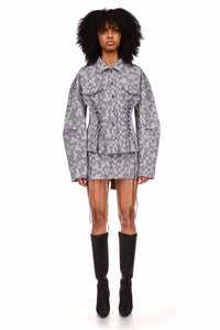 PV Mix Jacquard Laced Cocoon Jacket