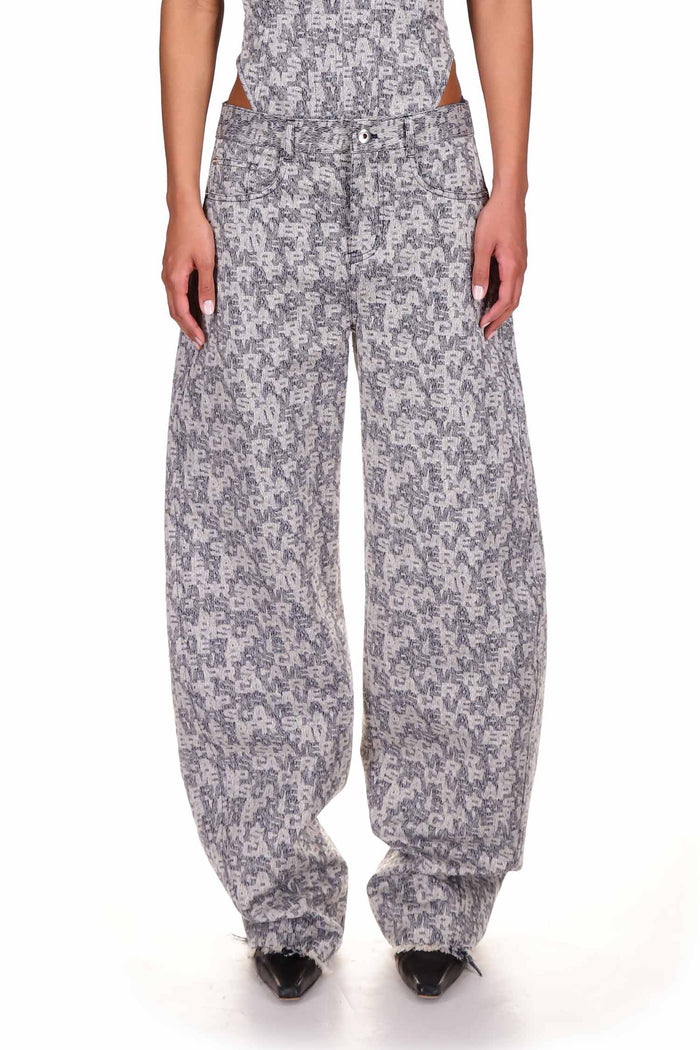 Printed Jacquard Denim Cocoon Low Rise Jeans