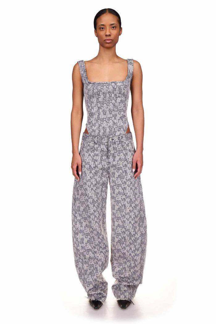 Printed Jacquard Denim Cocoon Low Rise Jeans