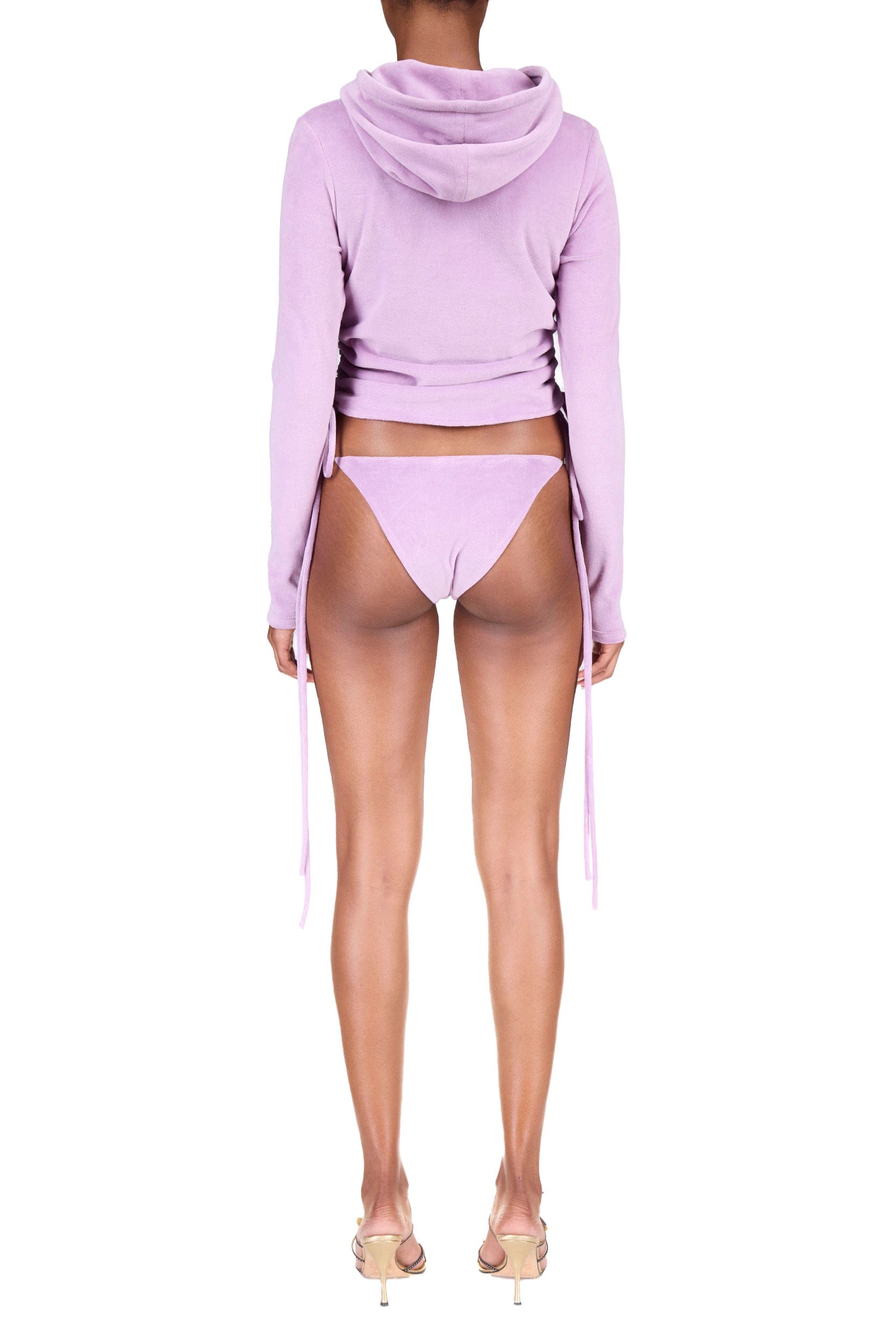 Lavender Velour Ruched Zip-Up Hoodie – PRISCAVera