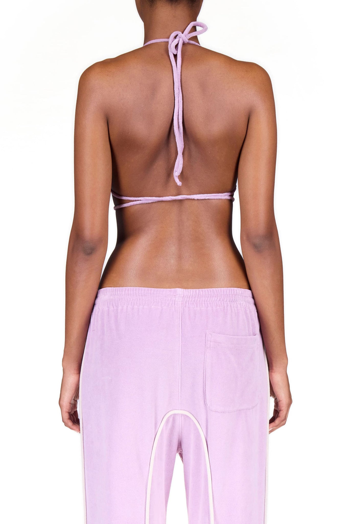 Lavender Velour Triangle Bikini Top