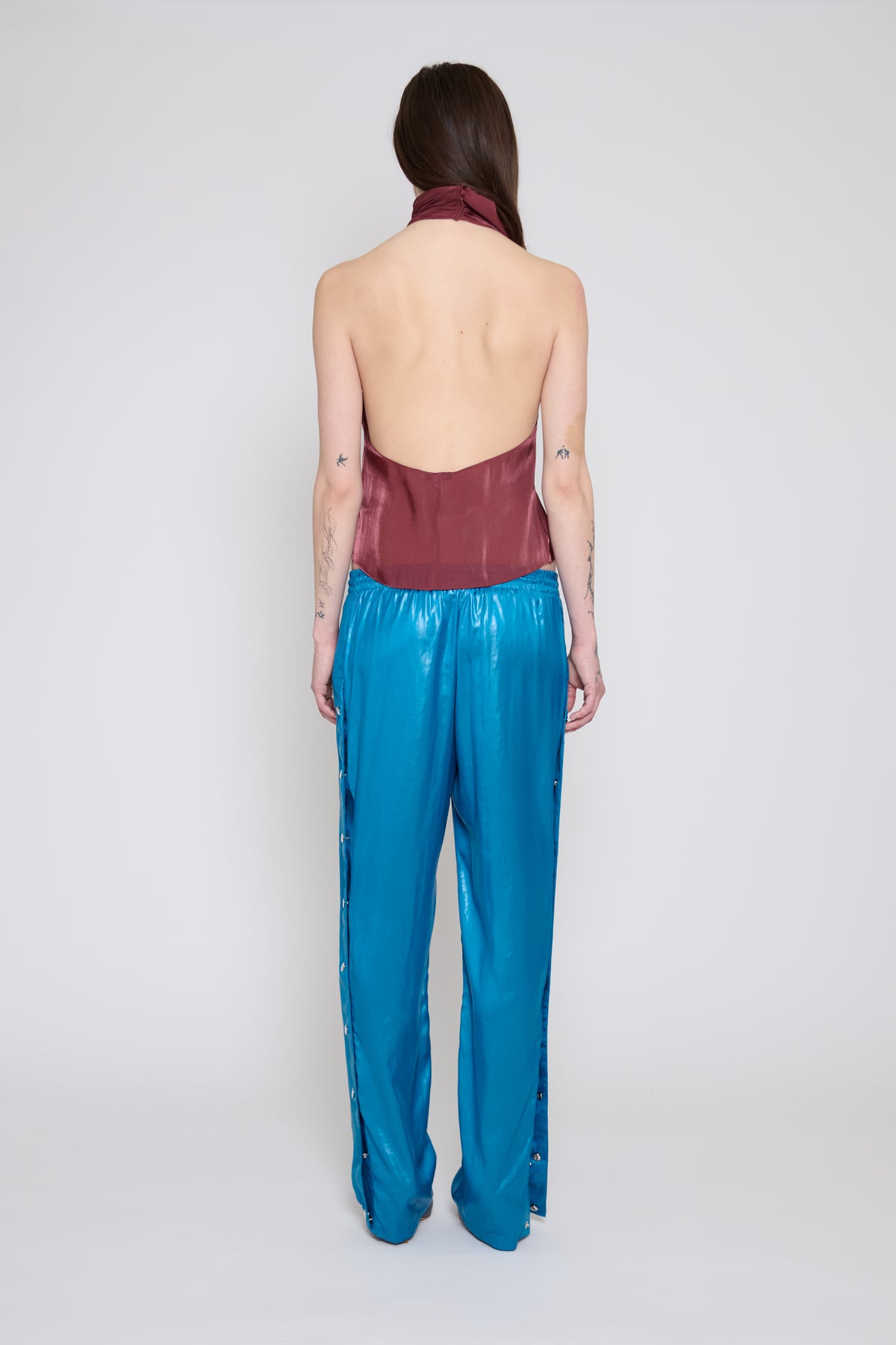 Wine Low Back Halter Top