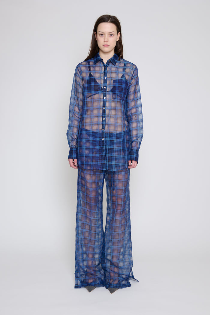 Indigo Plaid Relaxed Button Down